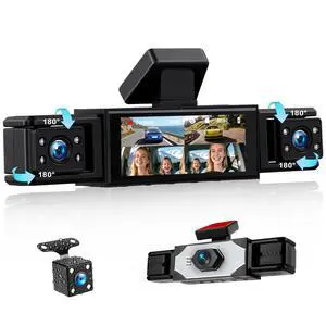 Dash Cam 4 Channel 360° View 1080P Front Rear Left Right Inside Dash Camera for Cars with Reverse Assistance Loop Recording Exposure Compensation Dash Cam 4 Channel 360° View 1080P Front Rear Left Right Inside Dash Camera for Cars with Reverse Assistance Loop Recording Exposure Compensation