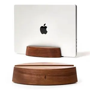 Nordik Vertical Laptop Stand - Adjustable Solid Walnut Laptop Dock | Premium Laptop Holder with Adjustable Base and Walnut Finish, Non-Slip Wood Stand for Macbook, IPads, Tablets for Workspace Nordik Vertical Laptop Stand - Adjustable Solid Walnut Laptop Dock | Premium Laptop Holder with Adjustable Base and Walnut Finish, Non-Slip Wood Stand for Macbook, IPads, Tablets for Workspace
