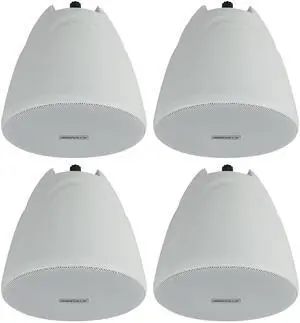 PEN-40T White 4" 70V Pendant Speaker, 4-Pack | 70V/100V Transformer Taps: 40W, 20W, 10W, 5W or 8 Ohm 60W RMS, Euroblock Terminals, Deep Bass, for Restaurants PEN-40T White 4" 70V Pendant Speaker, 4-Pack | 70V/100V Transformer Taps: 40W, 20W, 10W, 5W or 8 Ohm 60W RMS, Euroblock Terminals, Deep Bass, for Restaurants