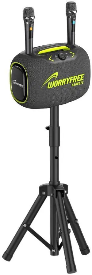 Portable Bluetooth Speaker with Dual Wireless Mics with Volume Control, 120W, Tripod Stand, 10+ Hours Playtime, Big Bass TWS/USB/TF Card/AUX IPX6 Waterproof Party Box (Gray) Portable Bluetooth Speaker with Dual Wireless Mics with Volume Control, 120W, Tripod Stand, 10+ Hours Playtime, Big Bass TWS/USB/TF Card/AUX IPX6 Waterproof Party Box (Gray)