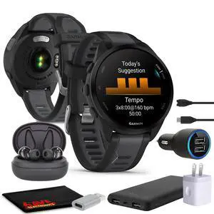 Forerunner 165 GPS Running Smartwatch (Black) Bundle | For Running, Training & Health | Men & Women | Fitness Tracking | Includes Accessories Forerunner 165 GPS Running Smartwatch (Black) Bundle | For Running, Training & Health | Men & Women | Fitness Tracking | Includes Accessories