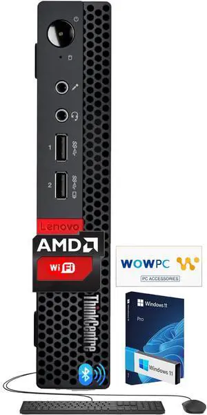 ThinkCentre Mini Desktop w/Keyboard & Mouse, 16GB DDR4 RAM, 128GB SSD Drive, AMD Processor, Dual-Display Support, Wi-Fi, Bluetooth, USB, RJ-45, Windows 11, Business-Grade, WOWPC Recovery USB ThinkCentre Mini Desktop w/Keyboard & Mouse, 16GB DDR4 RAM, 128GB SSD Drive, AMD Processor, Dual-Display Support, Wi-Fi, Bluetooth, USB, RJ-45, Windows 11, Business-Grade, WOWPC Recovery USB