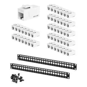 2-Pack 24 Port Blank Keystone Patch Panel and 50-Pack Cat6 Keystone Coupler 2-Pack 24 Port Blank Keystone Patch Panel and 50-Pack Cat6 Keystone Coupler