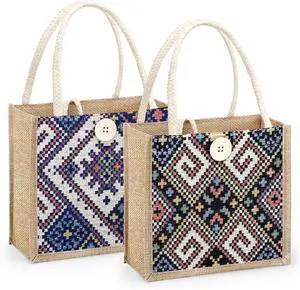 Women Tote Bag,2Pcs Jute Casual Tote's Handbag Embroidered Personalized Bento Bag,Reusable Grocery Bags Shopping Bags Women Tote Bag,2Pcs Jute Casual Tote's Handbag Embroidered Personalized Bento Bag,Reusable Grocery Bags Shopping Bags