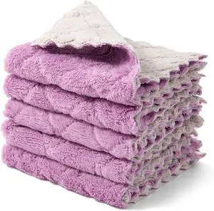 kimteny Microfiber Dish Cloths for Washing Dishes 5 Pack, Purple-Grey kimteny Microfiber Dish Cloths for Washing Dishes 5 Pack, Purple-Grey