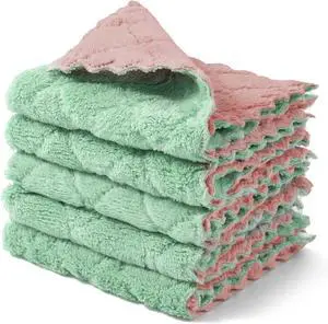 kimteny Microfiber Dish Cloths for Washing Dishes 5 Pack, Pink-Green kimteny Microfiber Dish Cloths for Washing Dishes 5 Pack, Pink-Green