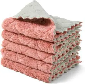 kimteny Microfiber Dish Cloths for Washing Dishes 5 Pack, Pink-Grey kimteny Microfiber Dish Cloths for Washing Dishes 5 Pack, Pink-Grey