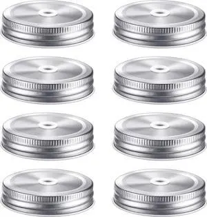 Mudder 8 Pcs Metal Mason Jar Lids with Straw Hole 2.7 Inch,Silver Mudder 8 Pcs Metal Mason Jar Lids with Straw Hole 2.7 Inch,Silver
