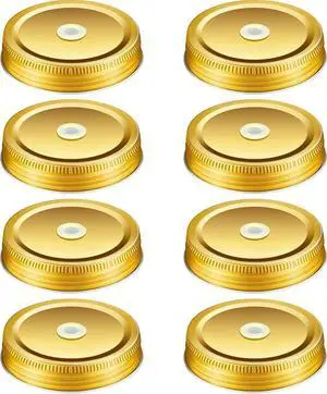 Mudder 8 Pcs Metal Mason Jar Lids with Straw Hole 2.7 Inch,Gold Mudder 8 Pcs Metal Mason Jar Lids with Straw Hole 2.7 Inch,Gold
