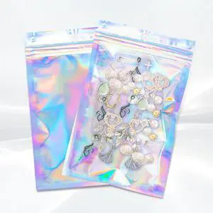 100Pcs Holographic Packaging Bags, 3.1x4.7 inch Resealable Foil Pouch 100Pcs Holographic Packaging Bags, 3.1x4.7 inch Resealable Foil Pouch