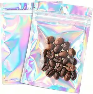 100Pcs Holographic Packaging Bags, 2.7x3.9 inch Resealable Foil Pouch 100Pcs Holographic Packaging Bags, 2.7x3.9 inch Resealable Foil Pouch