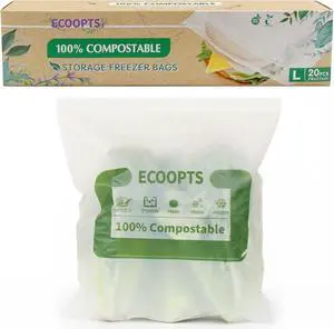 100% Compostable Large Gallon Zip Bag | ECO-Friendly Food Storage Bags | Freezer Bag | Plant-Based BPA-free | Seal well for Fruit,Food and Snack (1, Large) 100% Compostable Large Gallon Zip Bag | ECO-Friendly Food Storage Bags | Freezer Bag | Plant-Based BPA-free | Seal well for Fruit,Food and Snack (1, Large)