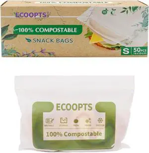 100% Compostable Snack Zip Bag | ECO-Friendly Small Storage Bags | Freezer Bag | Plant-Based BPA-free | Seal well for Cookie, Chips and Snack (1, Small) 100% Compostable Snack Zip Bag | ECO-Friendly Small Storage Bags | Freezer Bag | Plant-Based BPA-free | Seal well for Cookie, Chips and Snack (1, Small)