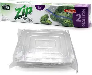 2 Gallon Storage Zip Bags - 15 Count | Extra Large, Leak-Proof, Freezer Safe & Resealable Food Storage Bags with Double Zip Lock | Heavy-Duty, BPA-Free, Multi-Purpose - DURRA BEST 2 Gallon Storage Zip Bags - 15 Count | Extra Large, Leak-Proof, Freezer Safe & Resealable Food Storage Bags with Double Zip Lock | Heavy-Duty, BPA-Free, Multi-Purpose - DURRA BEST