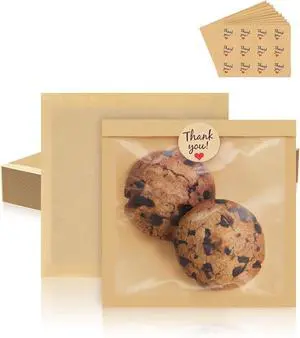 FireKylin 100Pcs Cookie Bags with Seal, 7.1"x7.5" Paper Bakery Packaging FireKylin 100Pcs Cookie Bags with Seal, 7.1"x7.5" Paper Bakery Packaging