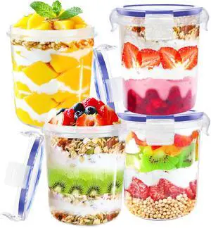 Szsrcywd 4 Pcs Overnight Oats Containers with Lids,16 oz Plastic Oatmeal Prep Container Jars,Reusable Cereal Yogurt Fruit Storage Cups for Breakfast Lunch Picnics Szsrcywd 4 Pcs Overnight Oats Containers with Lids,16 oz Plastic Oatmeal Prep Container Jars,Reusable Cereal Yogurt Fruit Storage Cups for Breakfast Lunch Picnics