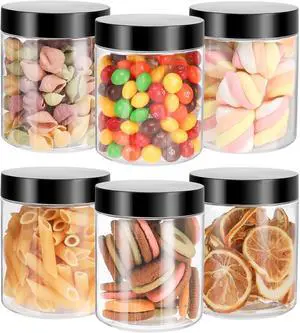 Mfacoy 6 Pack Plastic Jars with Lids, 8 oz Clear Storage Container, Leakproof Plastic Mason Jars, Empty Round Slime Container, Cosmetic Jars for Storing Dry Food, Peanut, Spice, Cookie, Candy Mfacoy 6 Pack Plastic Jars with Lids, 8 oz Clear Storage Container, Leakproof Plastic Mason Jars, Empty Round Slime Container, Cosmetic Jars for Storing Dry Food, Peanut, Spice, Cookie, Candy