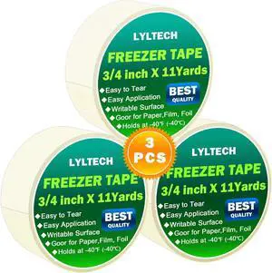 LYLTECH 48 Yards Freezer Tape 3 Rolls x 3/4in x16yd -1.5in Core LYLTECH 48 Yards Freezer Tape 3 Rolls x 3/4in x16yd -1.5in Core