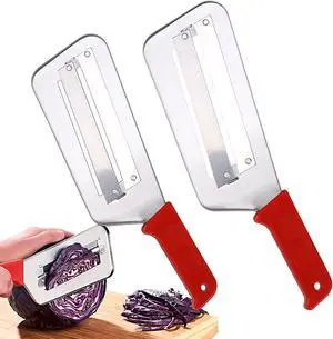 2 Pcs Cabbage Chopper Shredder - Stainless Steel Kitchen Knife for Slicing, Grating & Shredding - Perfect for Sauerkraut, Coleslaw, Vegetables - Sharp Blades, Easy to Clean & Durable (2 Pcs Red) 2 Pcs Cabbage Chopper Shredder - Stainless Steel Kitchen Knife for Slicing, Grating & Shredding - Perfect for Sauerkraut, Coleslaw, Vegetables - Sharp Blades, Easy to Clean & Durable (2 Pcs Red)