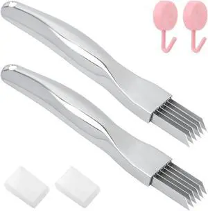 2pcs Onion Knife,Stainless Steel Scallion Cutter Shredder Manual Green Onion Slicer Tool with 2pcs Brushes Multifunctional Home Kitchen Slicing Tool Gadgets 2pcs Onion Knife,Stainless Steel Scallion Cutter Shredder Manual Green Onion Slicer Tool with 2pcs Brushes Multifunctional Home Kitchen Slicing Tool Gadgets