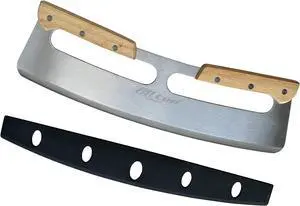 ALLTOP Pizza Cutter Rocker,Stainless Steel Blade Knife With Double Wooden Handle & Plastic Cover, Large Pizza Slicer/Chopper, Essential Kitchen Tool -14 In ALLTOP Pizza Cutter Rocker,Stainless Steel Blade Knife With Double Wooden Handle & Plastic Cover, Large Pizza Slicer/Chopper, Essential Kitchen Tool -14 In