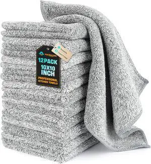 Kitchen Dish Cloths, 12 Pack, 10 x 10 Inches, Super Absorbent Microfiber Dish Towels, Soft Lint Free Reusable Dish Rags for Washing Dishes, Drying, Counters and Sink, Grey Kitchen Dish Cloths, 12 Pack, 10 x 10 Inches, Super Absorbent Microfiber Dish Towels, Soft Lint Free Reusable Dish Rags for Washing Dishes, Drying, Counters and Sink, Grey