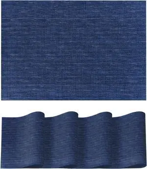 Artoid Mode Navy Blue Vinyl Placemats Set of 4, Washable Heat Resistant Non-Slip Woven Plastic PVC Place Mats for Farmhouse Holiday Party Kitchen Dining Decor Artoid Mode Navy Blue Vinyl Placemats Set of 4, Washable Heat Resistant Non-Slip Woven Plastic PVC Place Mats for Farmhouse Holiday Party Kitchen Dining Decor