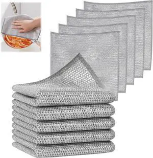 SINLAND Silver Mesh Dish Cloths Magic Rags, 7.87x7.87 Inch, 10 Pack SINLAND Silver Mesh Dish Cloths Magic Rags, 7.87x7.87 Inch, 10 Pack