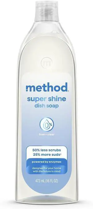 method Super Shine Liquid Dish Soap, Free + Clear, Unscented, 16 fl oz method Super Shine Liquid Dish Soap, Free + Clear, Unscented, 16 fl oz