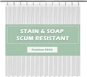 EHZNZIE Crystal Clear Shower Curtain Liner 72x72, PEVA Waterproof Bath Curtain, No Chemical Smell, 3 Weighted Magnets, Durable with Rustproof Metal Grommets EHZNZIE Crystal Clear Shower Curtain Liner 72x72, PEVA Waterproof Bath Curtain, No Chemical Smell, 3 Weighted Magnets, Durable with Rustproof Metal Grommets