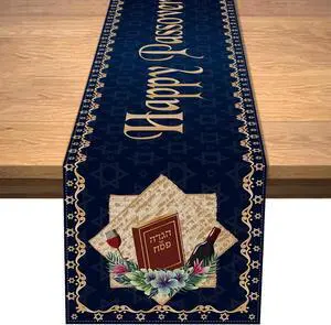 Happy Passover Table Runner Pesach Star of David Jewish Festival Holiday Party Home Kitchen Dining Room Table Decor (13" x 72") Happy Passover Table Runner Pesach Star of David Jewish Festival Holiday Party Home Kitchen Dining Room Table Decor (13" x 72")