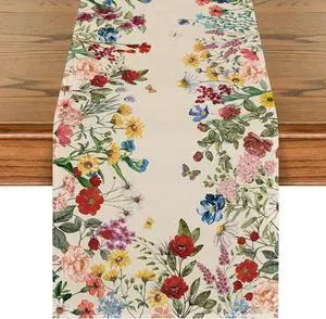 Artoid Mode Plants Floral Butterfly Valentine's Day Table Runner, Anniversary Wedding Kitchen Dining Table Decoration for Home Party Decor 13x72 Inch Artoid Mode Plants Floral Butterfly Valentine's Day Table Runner, Anniversary Wedding Kitchen Dining Table Decoration for Home Party Decor 13x72 Inch