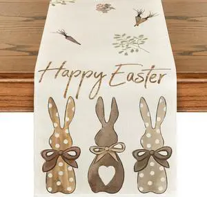 Artoid Mode Carrots Rabbit Bunny Happy Easter Table Runner, Spring Summer Seasonal Holiday Kitchen Dining Table Decoration for Indoor Outdoor Home Party Decor 13 x 72 Inch Artoid Mode Carrots Rabbit Bunny Happy Easter Table Runner, Spring Summer Seasonal Holiday Kitchen Dining Table Decoration for Indoor Outdoor Home Party Decor 13 x 72 Inch
