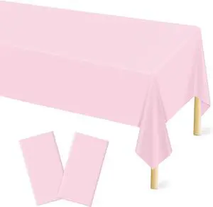 Mulbozy 2 Pcs Light Pink Plastic Tablecloth for Rectangle Table, 54 × 108 inches Disposable Pink Party Table Covers for Gril Birthday, Wedding, Baby Shower, Mermaid Party Decoration Mulbozy 2 Pcs Light Pink Plastic Tablecloth for Rectangle Table, 54 × 108 inches Disposable Pink Party Table Covers for Gril Birthday, Wedding, Baby Shower, Mermaid Party Decoration