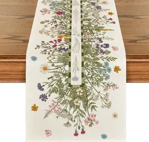 Artoid Mode Vintage Wildflowers Daisy Spring Table Runner,Seasonal Summer Floral Kitchen Dining Table Decoration for Home Party Decor 13x72 Inch Artoid Mode Vintage Wildflowers Daisy Spring Table Runner,Seasonal Summer Floral Kitchen Dining Table Decoration for Home Party Decor 13x72 Inch