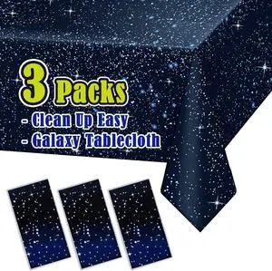 Space Tablecloths, 3 Pack, Galaxy Star Plastic Covers, 52 x 108 in Space Tablecloths, 3 Pack, Galaxy Star Plastic Covers, 52 x 108 in