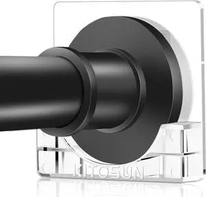Adhesive Shower Curtain Rod Holder Kitosun Wall Mount Bathroom Tension Pole Retainer Brackets with Sticky Tape for Quick Stick on and Stainless Steel Screws for Drilling Installation (Transparent) Adhesive Shower Curtain Rod Holder Kitosun Wall Mount Bathroom Tension Pole Retainer Brackets with Sticky Tape for Quick Stick on and Stainless Steel Screws for Drilling Installation (Transparent)