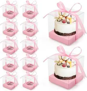 12 PCS Clear Cupcake Boxes 3.5 Inch Cupcake Containers (Pink) 12 PCS Clear Cupcake Boxes 3.5 Inch Cupcake Containers (Pink)