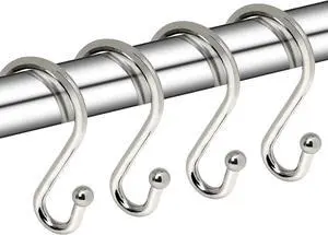 Metal Shower Curtain Hooks, Set of 12, Rust Proof Shower Curtain Hooks Rings, Durable S Shaped Hooks Hangers for Shower Curtains, Kitchen Utensils, Clothes, Towels (Nickel) Metal Shower Curtain Hooks, Set of 12, Rust Proof Shower Curtain Hooks Rings, Durable S Shaped Hooks Hangers for Shower Curtains, Kitchen Utensils, Clothes, Towels (Nickel)