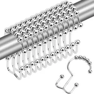 Gidse Shower Curtain Hooks,Sturdy Stainless Steel Double Sided Shower Hooks Rings for Bathroom Shower Curtain Rods Curtains Set of 12 Hooks - Chrome Gidse Shower Curtain Hooks,Sturdy Stainless Steel Double Sided Shower Hooks Rings for Bathroom Shower Curtain Rods Curtains Set of 12 Hooks - Chrome