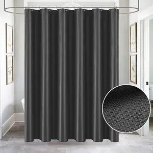 Tititex 8G Heavy Duty Plastic Solid Black Shower Curtain Liner with 3 Magnets - Texture Waffle Grid Plaid Pattern PEVA Waterproof Shower Liner Bathroom Accessories 72x72 inch Tititex 8G Heavy Duty Plastic Solid Black Shower Curtain Liner with 3 Magnets - Texture Waffle Grid Plaid Pattern PEVA Waterproof Shower Liner Bathroom Accessories 72x72 inch
