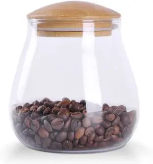 WHJY 26oz Clear Glass Storage Canister Holder with Airtight Bamboo Lid, Small Cute Modern Round Decorative Container Jar for Coffee, Spice, Candy, Salt, Cookie, Condiment, Pepper, Sugar WHJY 26oz Clear Glass Storage Canister Holder with Airtight Bamboo Lid, Small Cute Modern Round Decorative Container Jar for Coffee, Spice, Candy, Salt, Cookie, Condiment, Pepper, Sugar