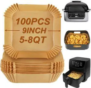 BYKITCHEN Disposable Square Air Fryer Liners for 5 to 8Qt Airfryer, 9inch BYKITCHEN Disposable Square Air Fryer Liners for 5 to 8Qt Airfryer, 9inch