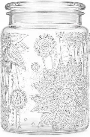 Custde Glass Jars With Airtight Lid, 23.7 floz Airtight Jar for Brown Sugar, Sunflower Design Storage Container for Candy, Coffee, Cookie, Tea, Salt, Bath Salt Custde Glass Jars With Airtight Lid, 23.7 floz Airtight Jar for Brown Sugar, Sunflower Design Storage Container for Candy, Coffee, Cookie, Tea, Salt, Bath Salt