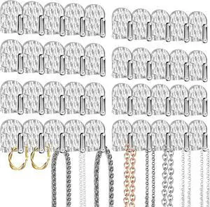 Gesodant 8 Pack Hanging Jewelry Organizer, Self-adhesive Jewelry Hooks, Clear Wall Mounted Jewelry Hanger, Necklace Display Holder, 40 Hooks in Total Gesodant 8 Pack Hanging Jewelry Organizer, Self-adhesive Jewelry Hooks, Clear Wall Mounted Jewelry Hanger, Necklace Display Holder, 40 Hooks in Total