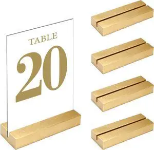 Gold Table Number Place Card Holders Wood 4 Pack, Display Stands Holder for Acrylic Sign Holder Base Wedding Card Party Display Paper Pictures Clip Price Board Photos Memos Menus Labels Stand Frames Gold Table Number Place Card Holders Wood 4 Pack, Display Stands Holder for Acrylic Sign Holder Base Wedding Card Party Display Paper Pictures Clip Price Board Photos Memos Menus Labels Stand Frames