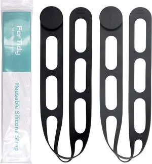 FORTIDY Silicone Latch Strap for Slow Cooker Lid, Self-Lock Tie, Black&Gray FORTIDY Silicone Latch Strap for Slow Cooker Lid, Self-Lock Tie, Black&Gray