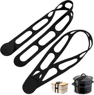 Earthtec Silicone Latch Strap for Slow Cooker Lid Pot Bento Box,Reusable Elastic Self-Lock-2pcs (Black+Black) Earthtec Silicone Latch Strap for Slow Cooker Lid Pot Bento Box,Reusable Elastic Self-Lock-2pcs (Black+Black)