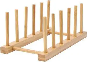 Wood Dishes Drying Rack Counter Plate Bakeware Storage Holder Pot Lid Organizer Cutting Boards Holder Stand Reusable Cabinet Containers 5 Slots Wood Dishes Drying Rack Counter Plate Bakeware Storage Holder Pot Lid Organizer Cutting Boards Holder Stand Reusable Cabinet Containers 5 Slots