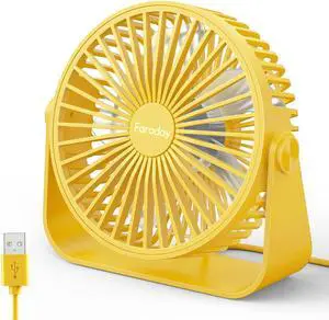 FARADAY USB Desk Fans 5 Inches Portable Table Fans 360° Head Rotation Small Personal Desktop Fan for Home Office, 3 Speeds, Yellow FARADAY USB Desk Fans 5 Inches Portable Table Fans 360° Head Rotation Small Personal Desktop Fan for Home Office, 3 Speeds, Yellow